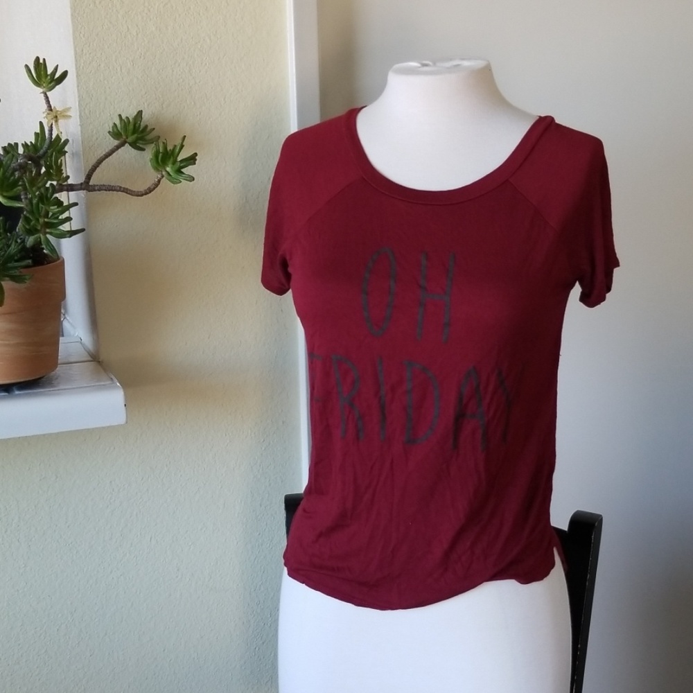 Full tilt maroon shirt sleeve shirt